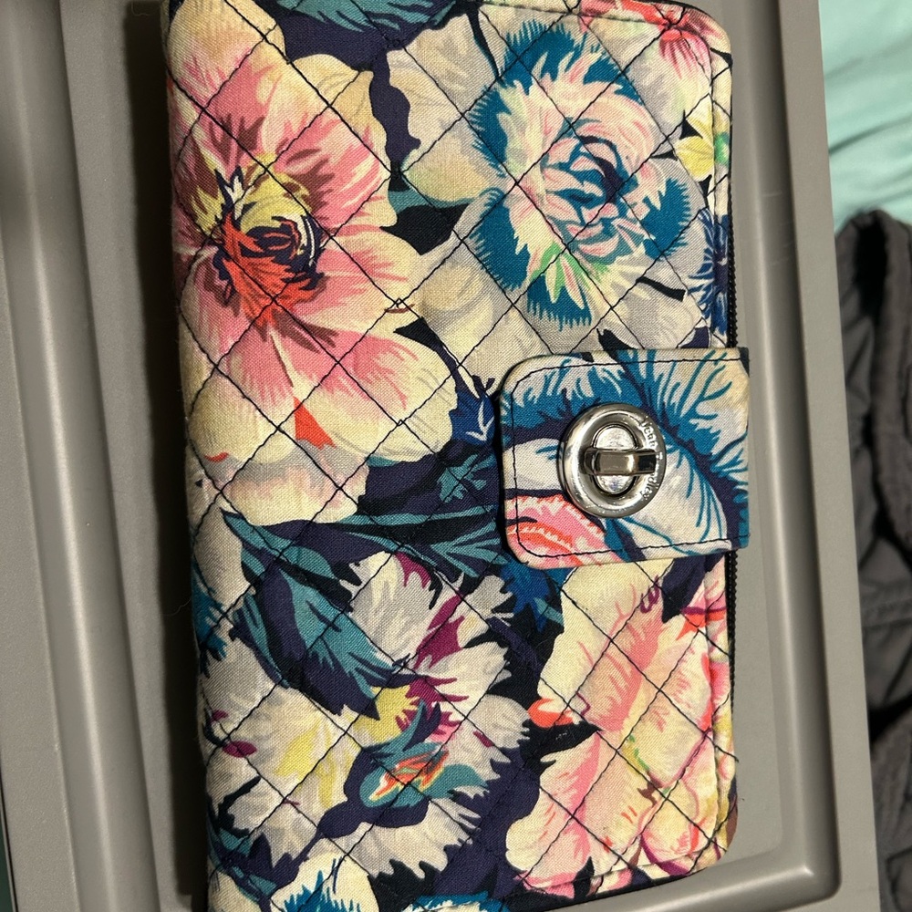 Vera Bradley Floral Quilted Wallet with Turn Lock